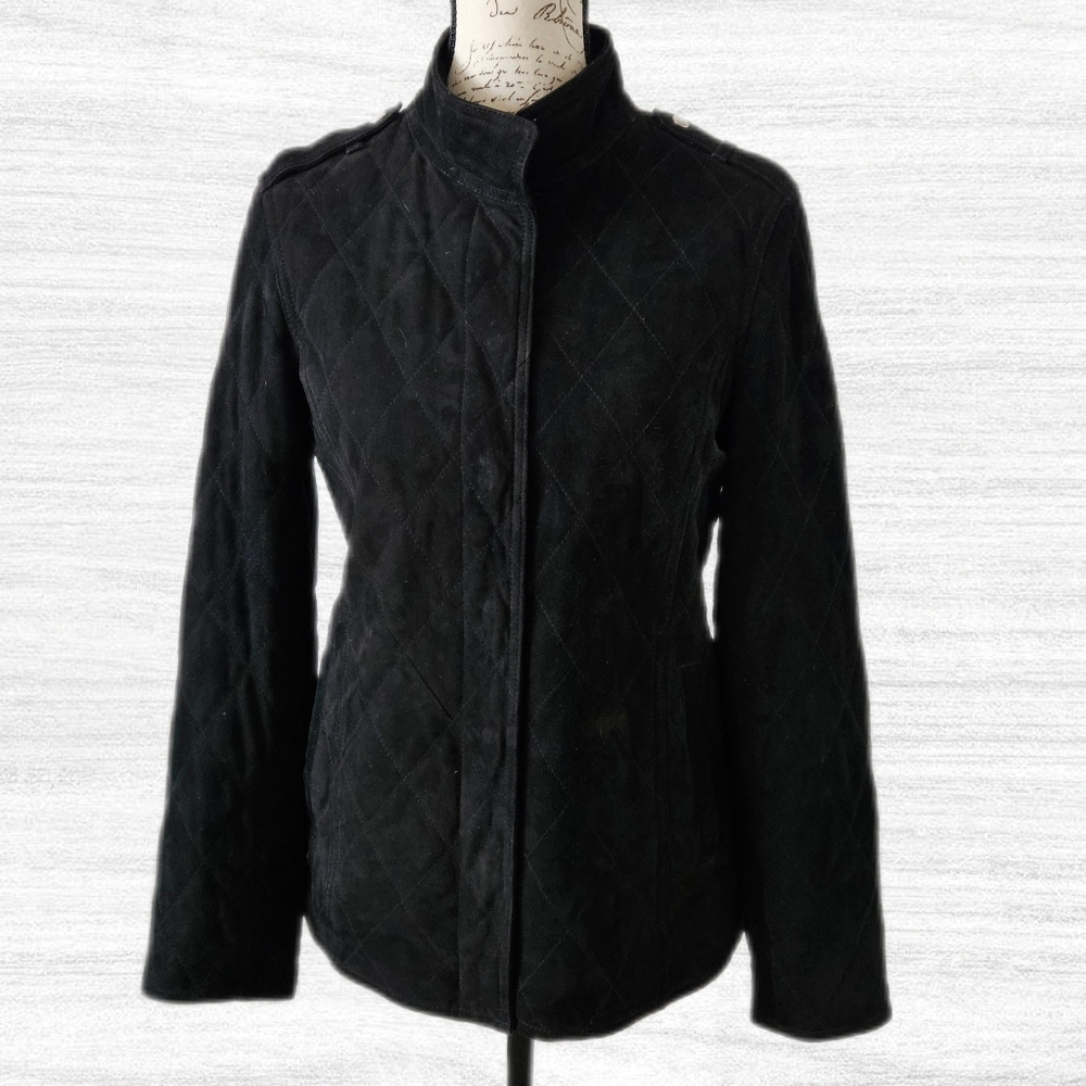 Quilted Leather Black Jacket, House of Carrington - Size M - Picture 2 of 6